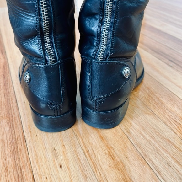 Frye Melissa Button Back Zip Black leather boots women size 6.5 - Picture 7 of 10